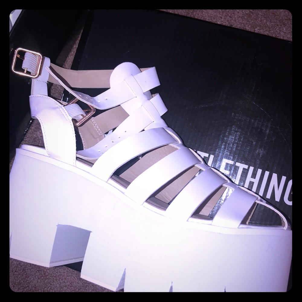 White platform sandals